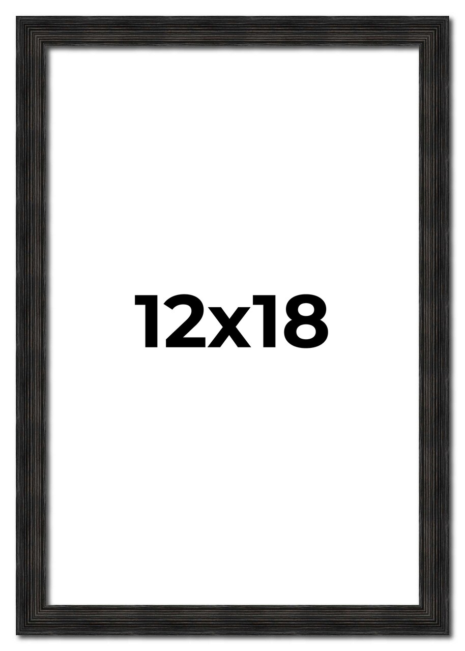 12x18 Thin Barnwood Picture Frame with UV-Resistant Acrylic & Acid Free Backing, Available in 2 Paint Finishes - Grey and Black